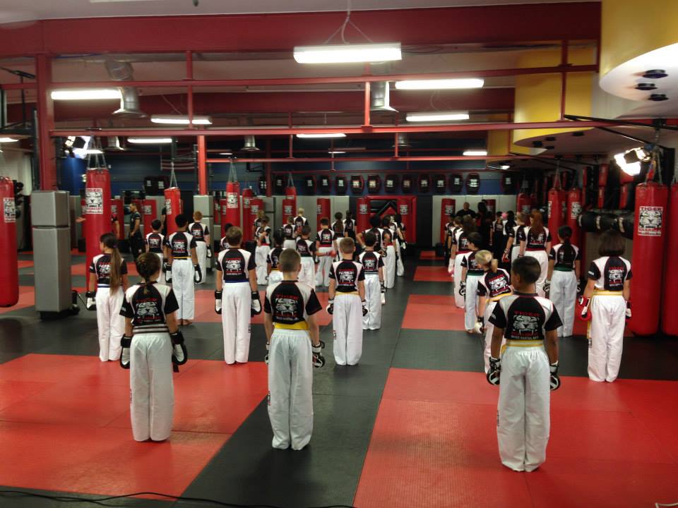 Children standing on karate class at Tiger Schulmann's Martial Arts gym