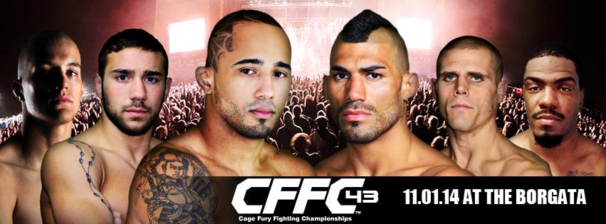 Cage Fury Fighting Championships CFFC Banner with 5 fighters' faces