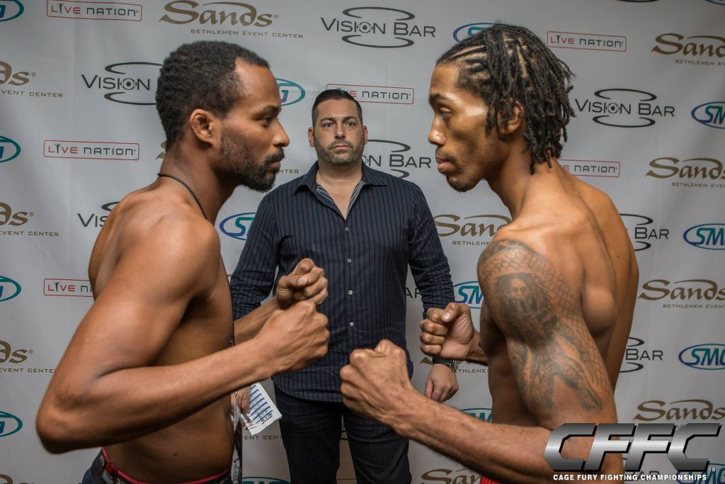 Two MMA fighters face off in Punching Pose at CFFC event