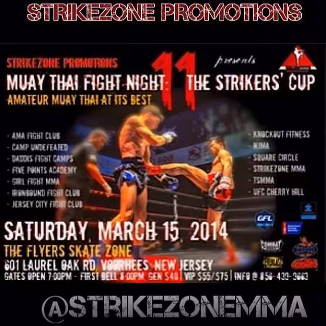 Muay Thai Fight Night Banner with two fighters in a ring