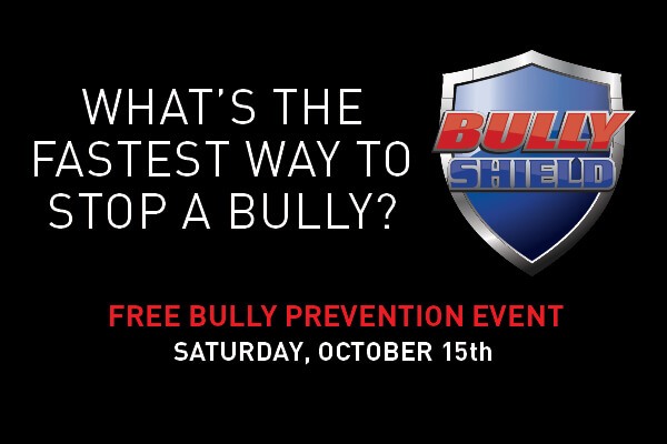 Bully Prevention Event ad with blue logo and white text