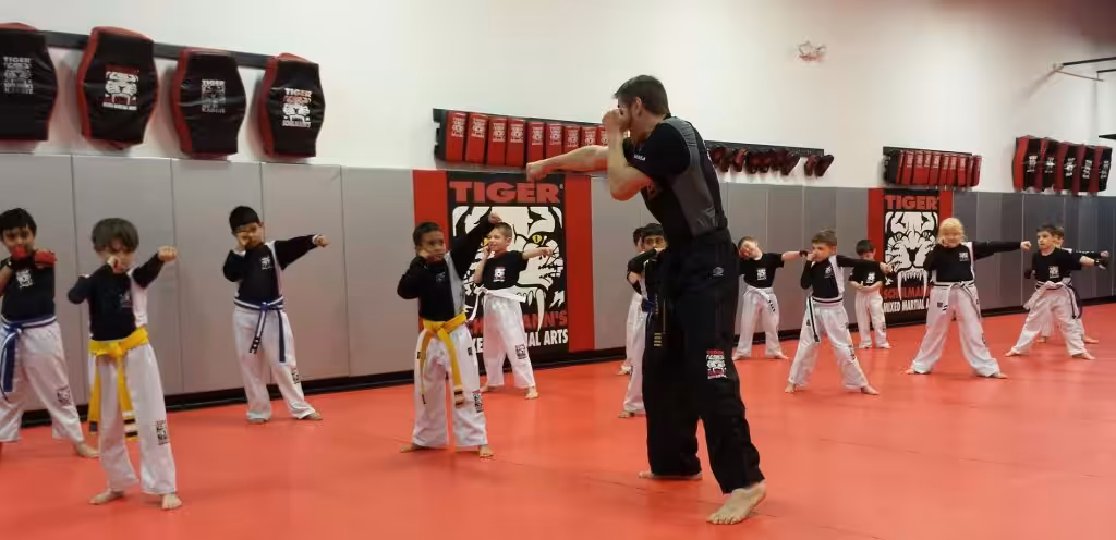 Children Jabbing with their instructor at Tiger Schulmann's Wayne