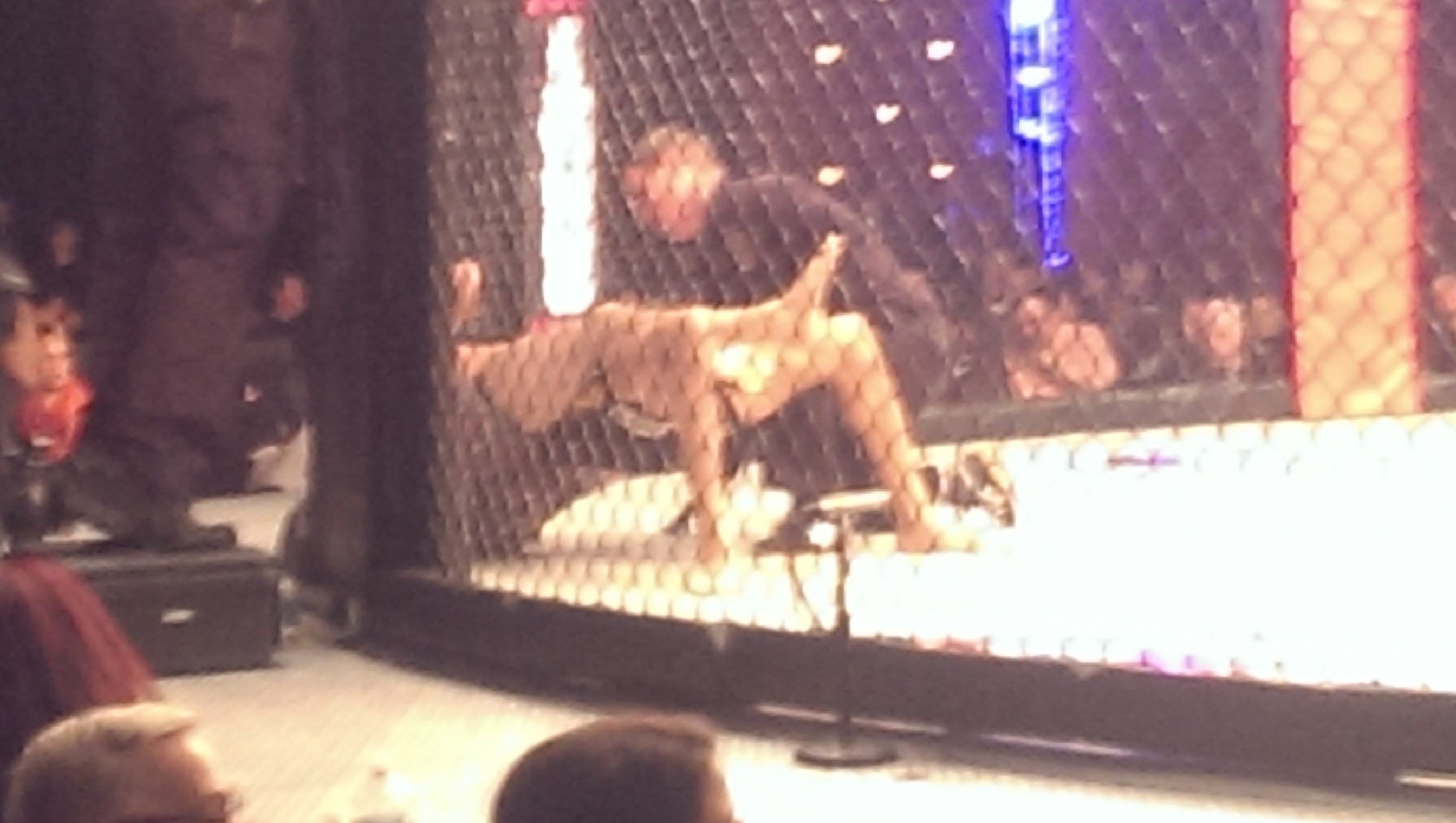 Referee Keith Peterson steps in quickly after Baker taps to the rear naked choke.