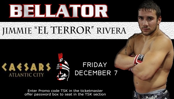 MMA fighter Jimmie Rivera posing for Bellator event