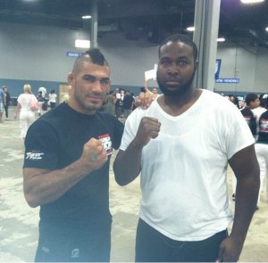 Wilborn Shows off 60 pound weight loss with one of his idols, Sensei Lyman Good!