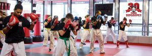 students in the kickboxing class