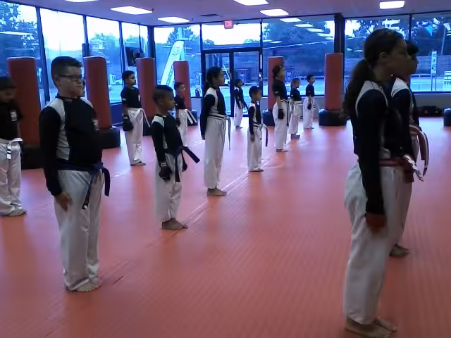 Children Lined Up at karate practice at Tiger Schulmann's East Brunswick
