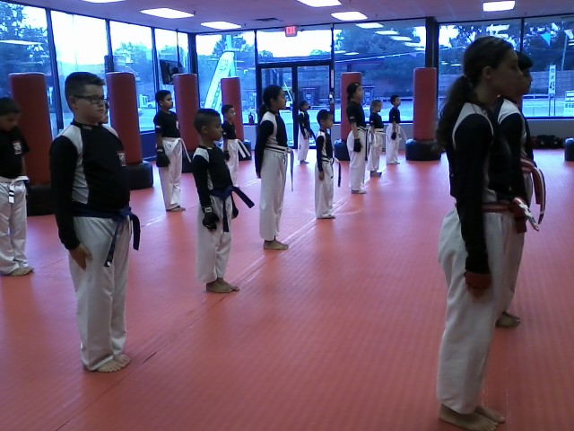 Children Lined Up at karate practice at Tiger Schulmann's East Brunswick