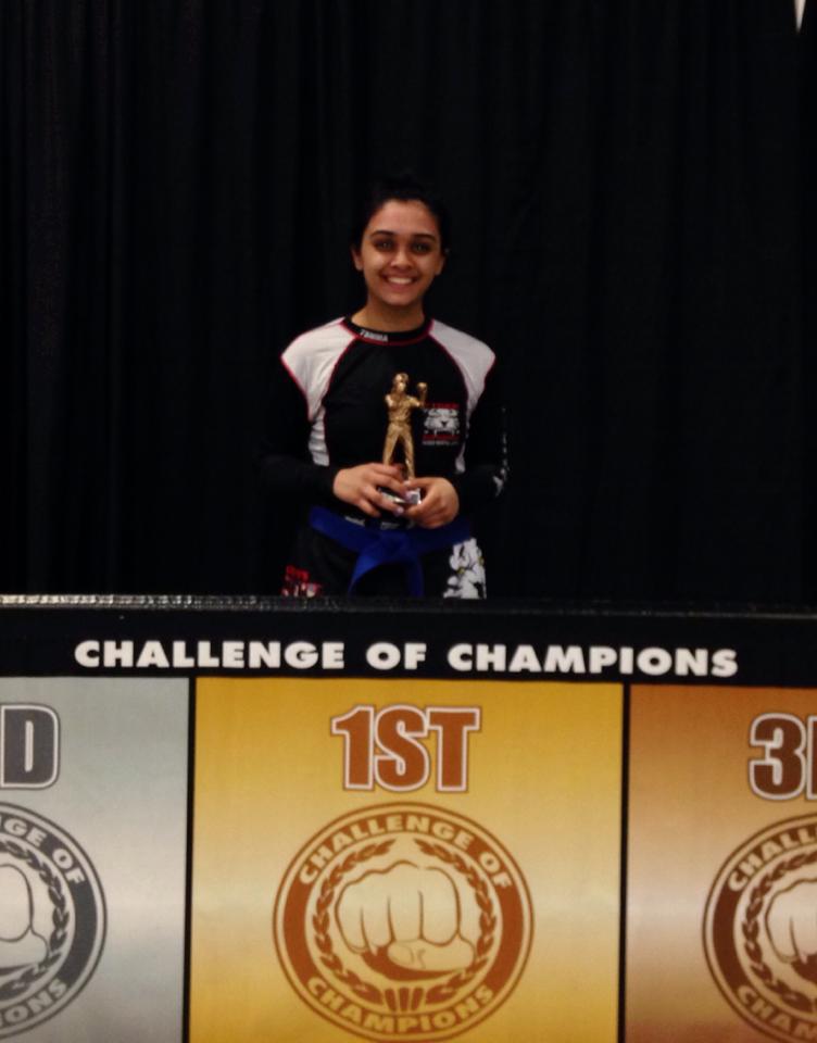 Tiger Schulmann's girl fighter with Challenge of Champions 1st Place trophy