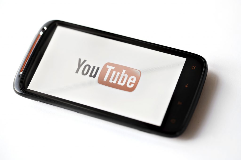 Youtube logo on smart Phone's screen