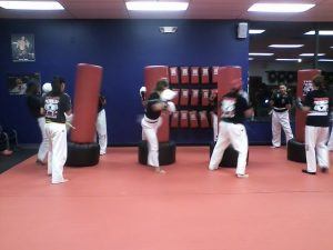 An adult kickboxing class in East Brunswick