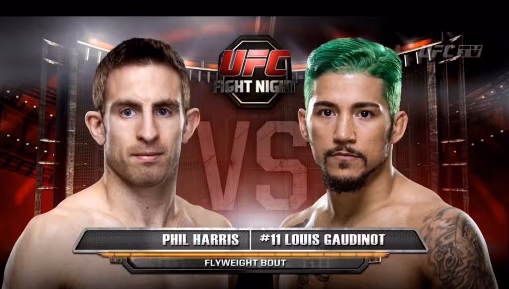 UFC fighters Phil Harris and Louis Gaudinot on Fight night banner