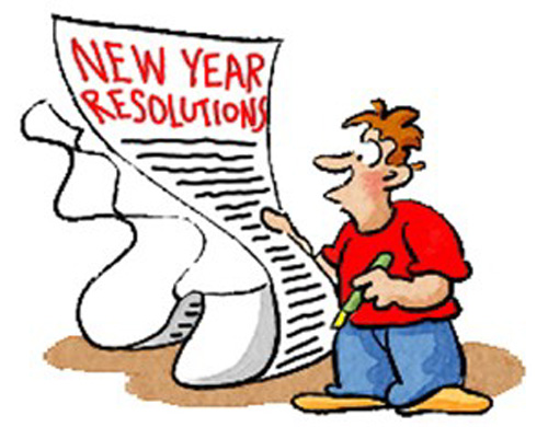 A man with New Years Resolution huge list