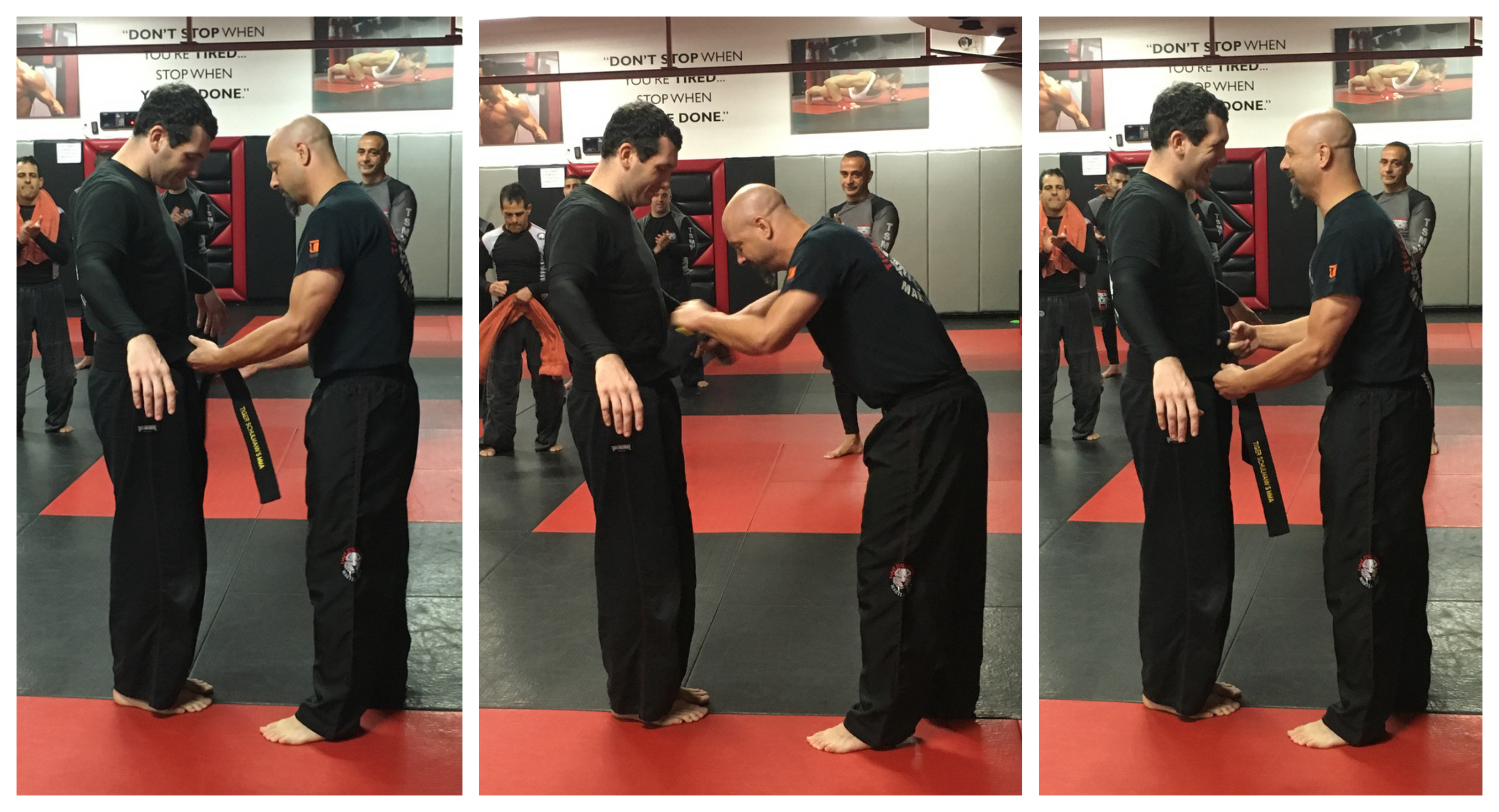 Sensei Shane Baker receiving his 3rd degree black belt from Sensei Mike Marchand