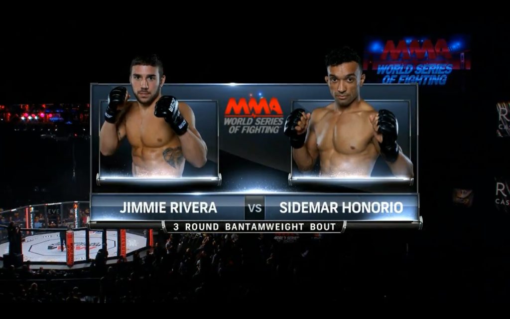MMA fighters Jimmie Rivera and Sidemar Honorio with their fists up