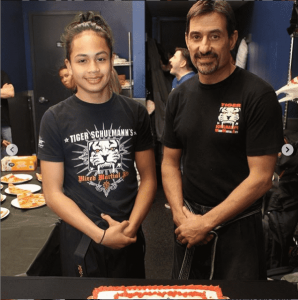 Sensei Anthony Viscovich and a girl student at Tiger Schulmann's Astoria