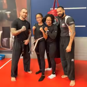 Two male and two female fighters at Tiger Schulmann's Greenpoint