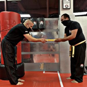Sensei gives away the yellow belt at Tiger Schulmann's Hauppauge