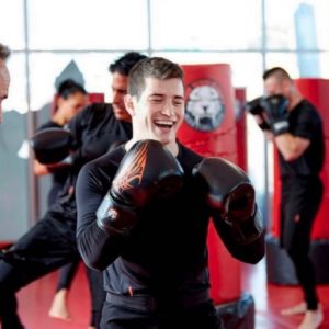 Young martial arts fighter smiling at Tiger Schulmann's Syosset
