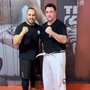 Two martial arts masters at Tiger Schulmann's Seaford