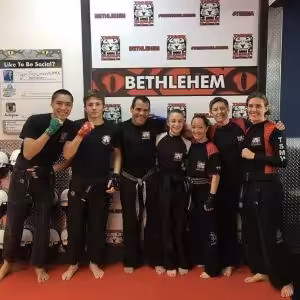 A group of seven fighters in Tigers Schulmann's in Bethlehem