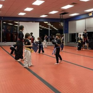 Children on a kickboxing workout