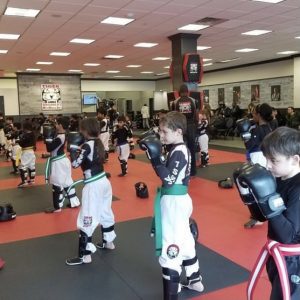 Group of children on a martial arts workout at Tiger Schulmann's in Englewood