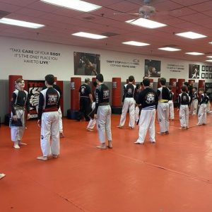 Kids martial arts training in progress at Tiger Schulmann's in Red Bank