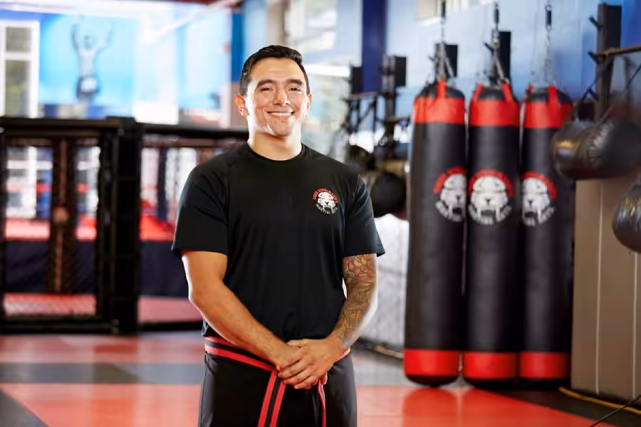 Martial arts sensei smiling