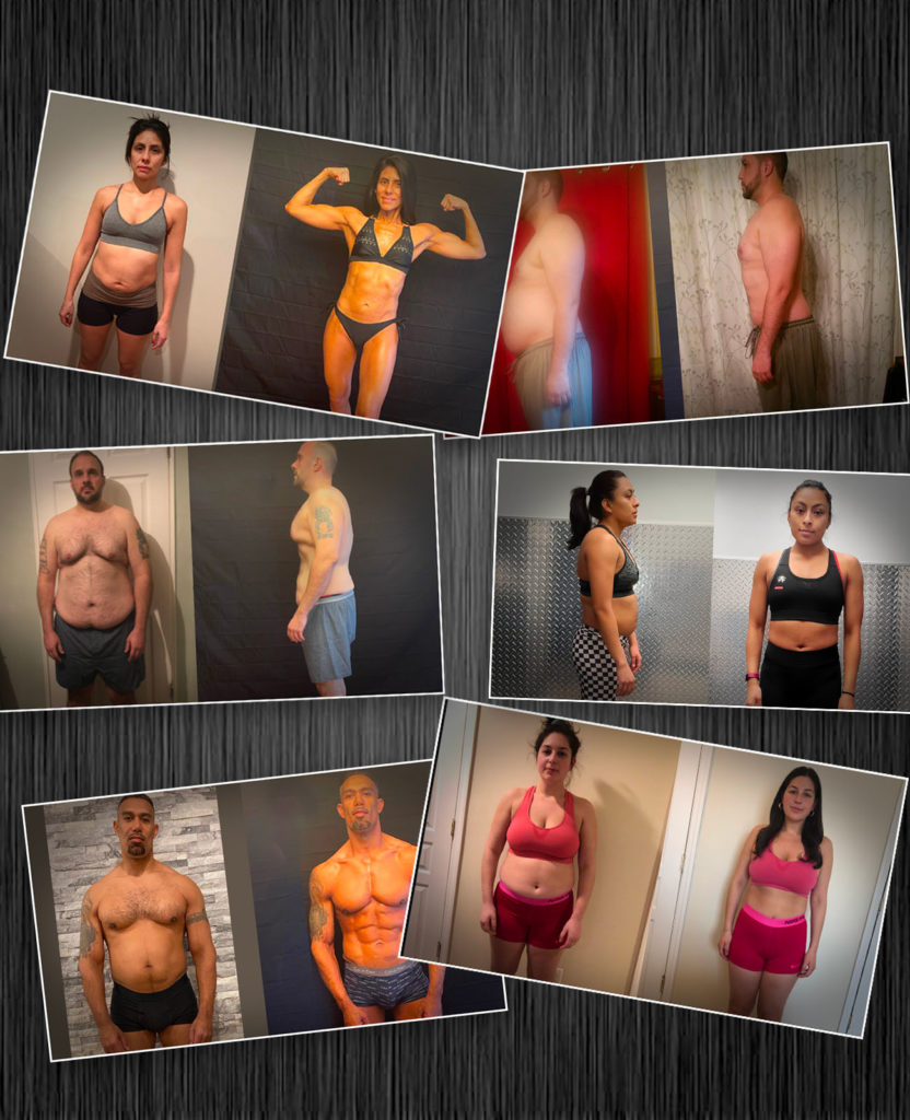 Three men and three women showing their workout body transformation