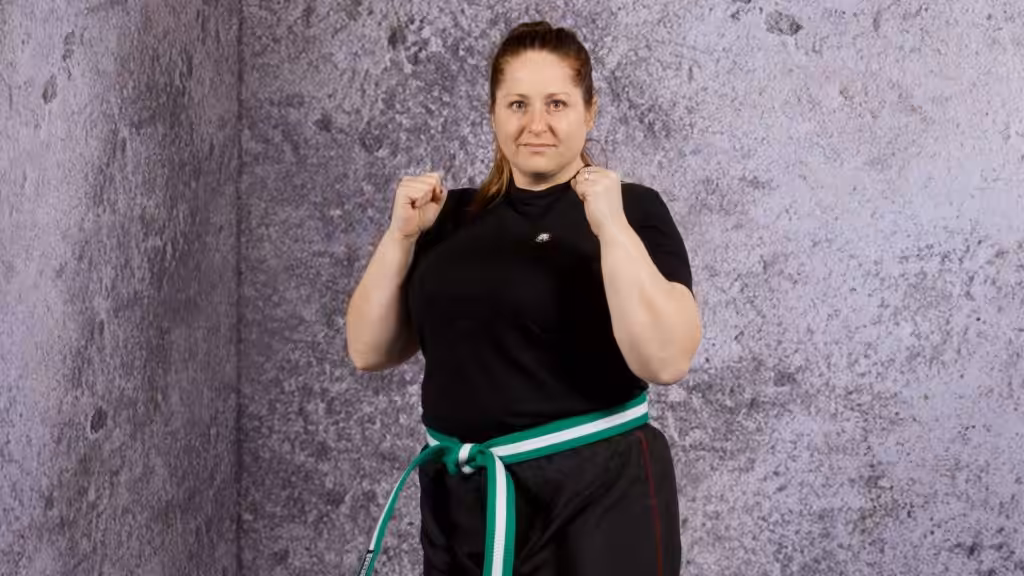 Women in kickboxing pose
