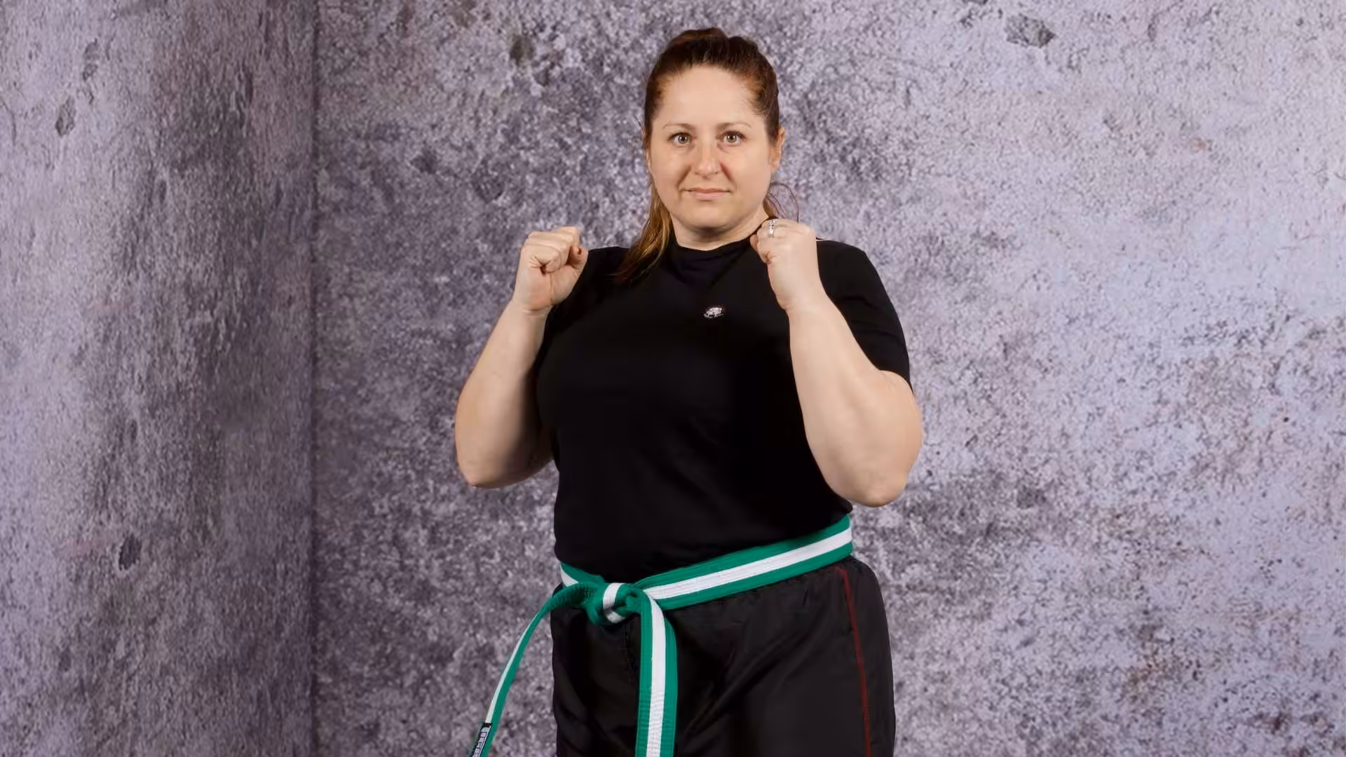 Women in kickboxing pose