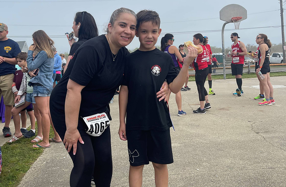 A woman and a boy at Tiger Schulmann's Smithtown 5k to End Addiction