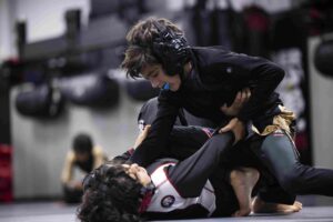 Two boys grappling during the Jiu-Jitsu training at Tiger Schulmann's Martial Arts