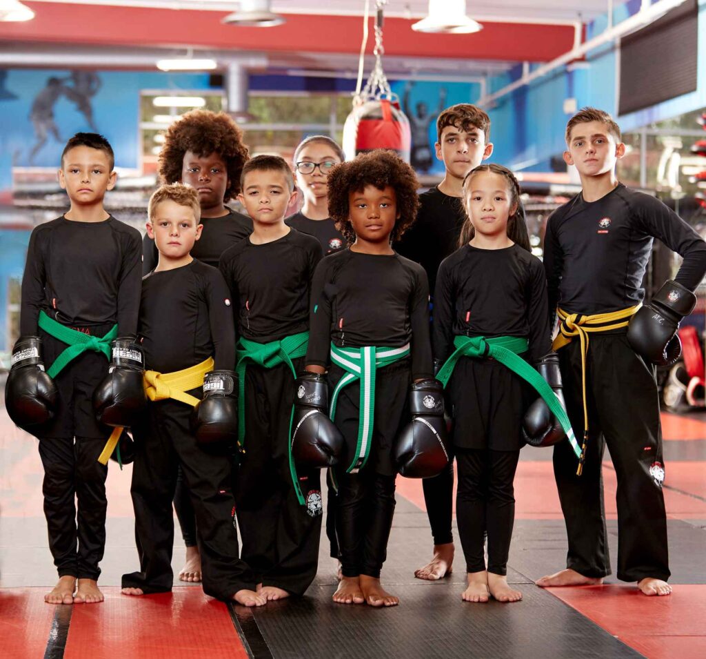 Kids Lined Up For The Martial Arts Anti Bullying Workout at Tiger Schulmann's